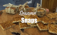 sesame snaps cooked with honey on a plate
